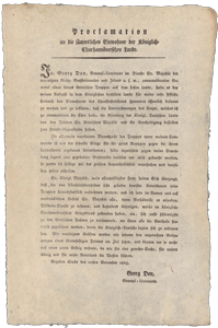 Proclamation des General-Lieutenants Georg Don vom 20. November 1805